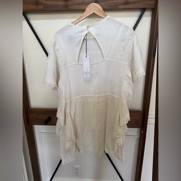 NWT size 40 Large IRO Serenity Boho Dress White Crochet Overlay Lined Womens - Picture 3 of 5